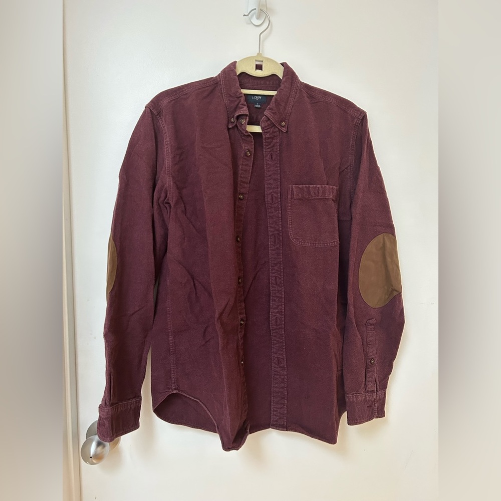 JCREW - burgundy long sleeve button down with elbow patches - men’s medium